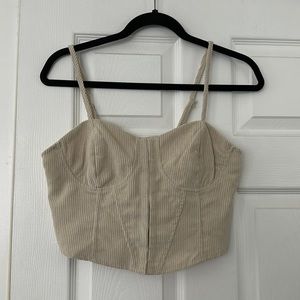 SHEIN Mod Beige Corduroy Corset Top